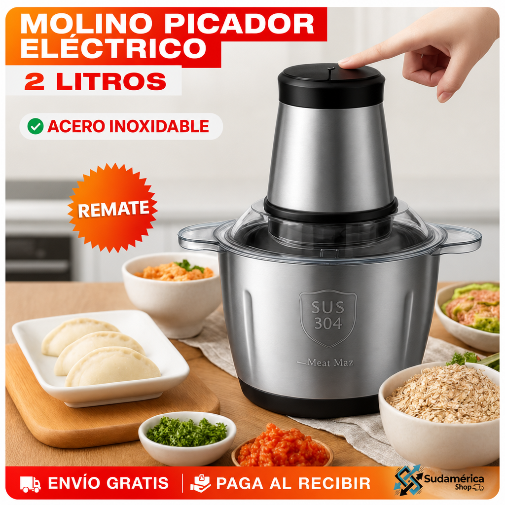 MOLINO PICADOR ELÉCTRICO ACERO INOXIDABLE 🔥 2 LITROS🔥